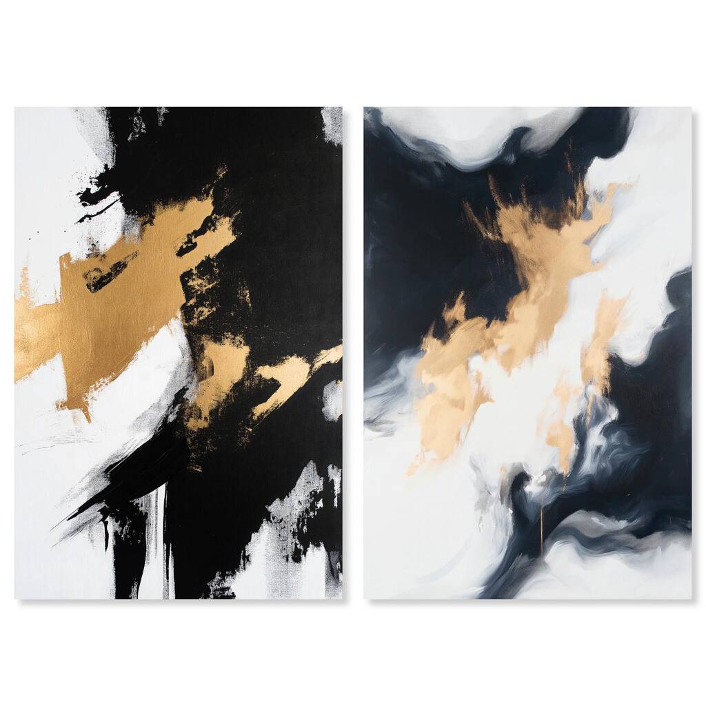 Obsidian Gold Set Canvas Set of 2 by Art Remedy, Gallery Wrapped