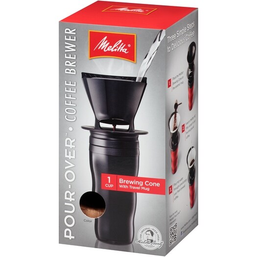 Leonardoda Ingrijpen Banket Melitta 1-Cup Pour-Over Coffee Brew Cone & Travel Mug Set, Black -  Overstock - 18016297