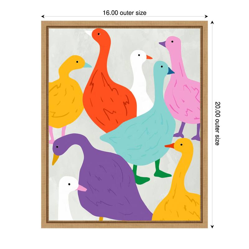 Duck Around a Find Out by Uma Gokhale Framed Canvas Wall Art - 16 x 20 in