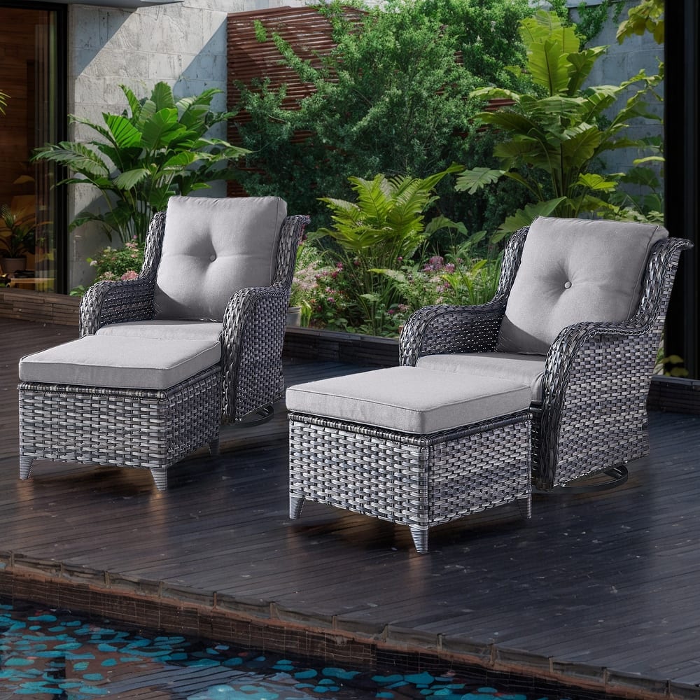 Gymojoy 4 Pieces Outdoor Wicker Swivel Glider Chairs