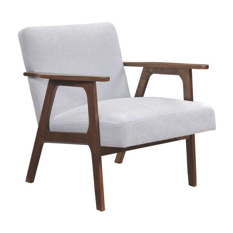 Dean 27" Textured Fabric Accent Chair - Solid Rubberwood Frame - Gray (Brown Finish)