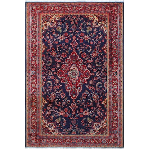 Vintage Antique Persian Kashan Cunningh Wool Rug - 4'5'' x 6'11''