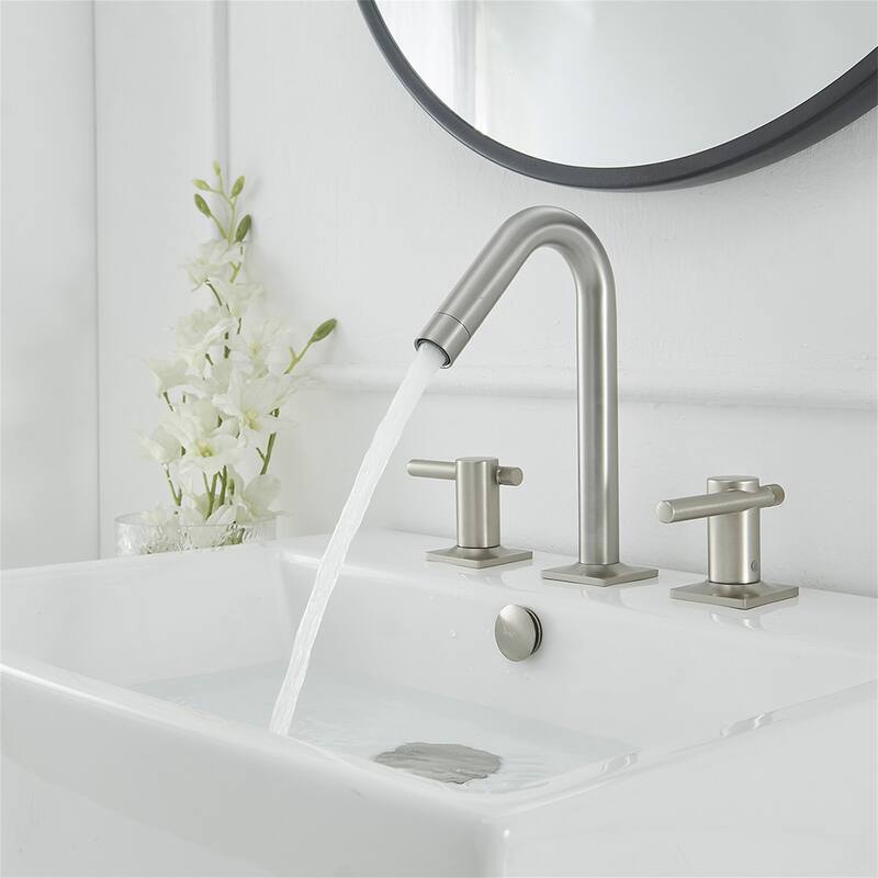 8 Inch Widespread Bathroom Sink Faucet with Drain Assembly Brass Modern 3 Hole Bathroom Basin Vanity Faucets