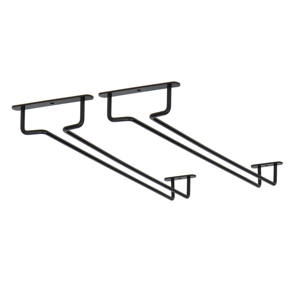 Wallniture Brix Stemware Wine Glass Rack Under Cabinet Storage Metal Glass Hanger (Set of 2)