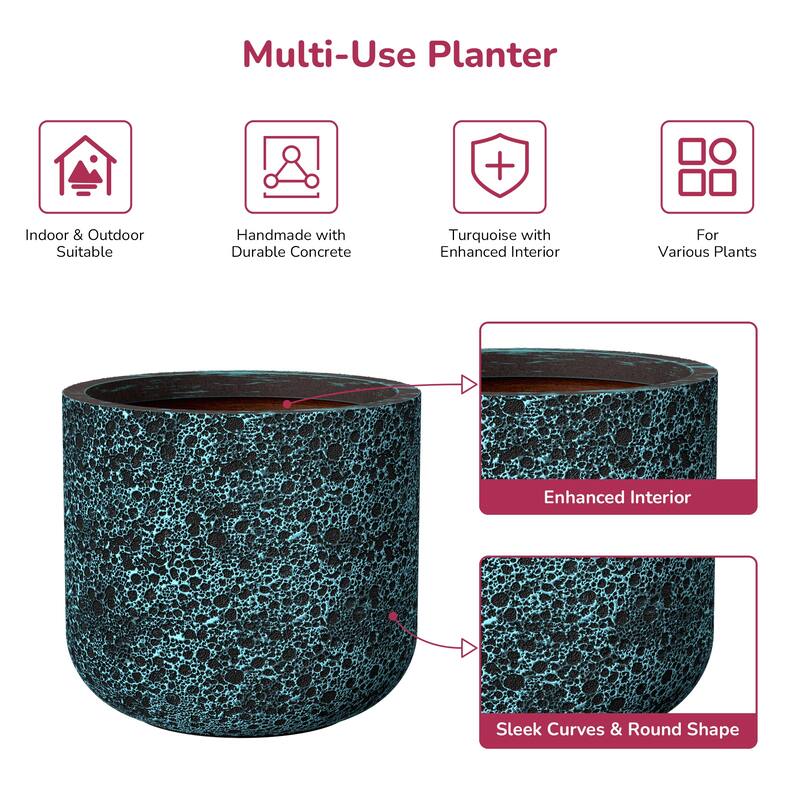 Concrete Round Cylindrical Planter / Pot with Drainage Holes