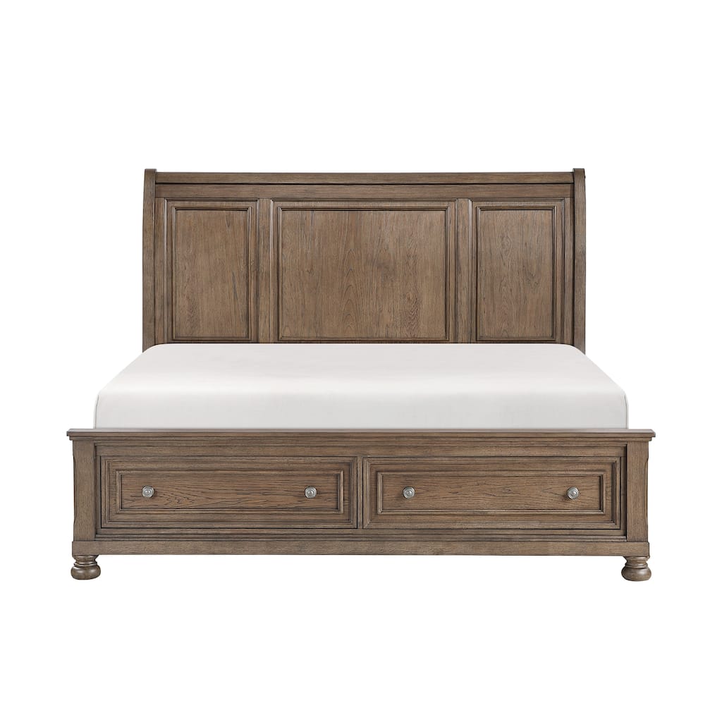 Antique Brown Finish Platform Storage Bed 1pc