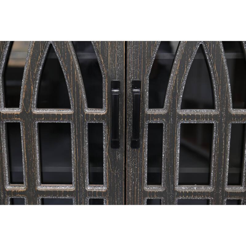 Vintage Wall-Mounted Cabinet with Decorative Cutout Doors, Rustic Wooden Hanging Storage Cabinet for Bathroom, Living Room