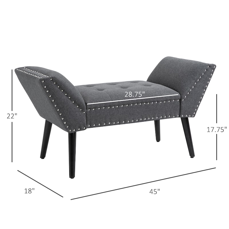 HOMCOM Modern Button Tufted Sitting Bench/Accent Fabric Upholstered Ottoman for Bedroom or Living Room