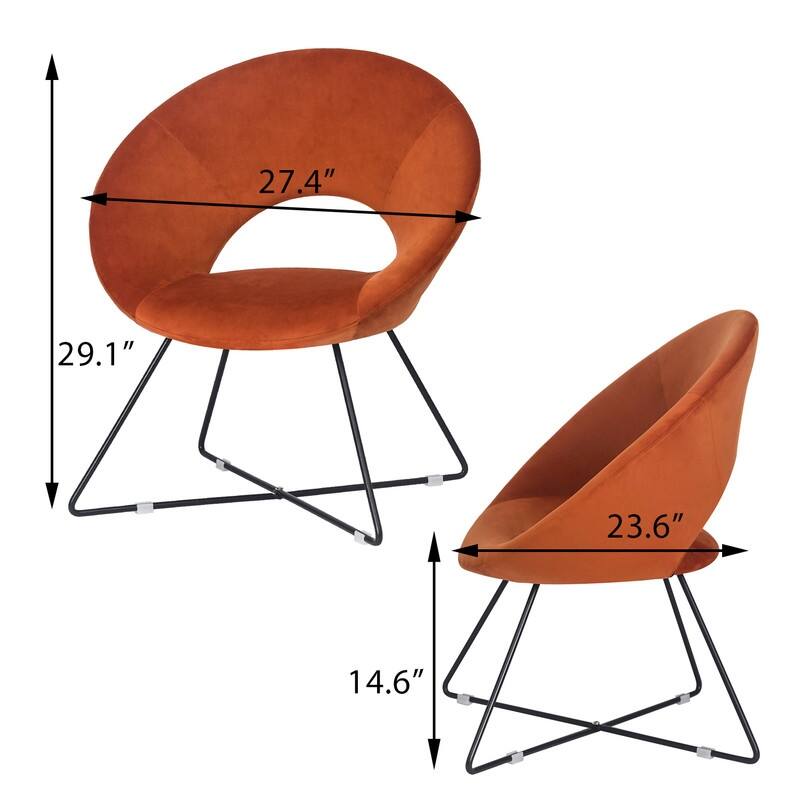 Adeco Accent Chair Modern Velvet Vanity Dining Chair Metal Legs