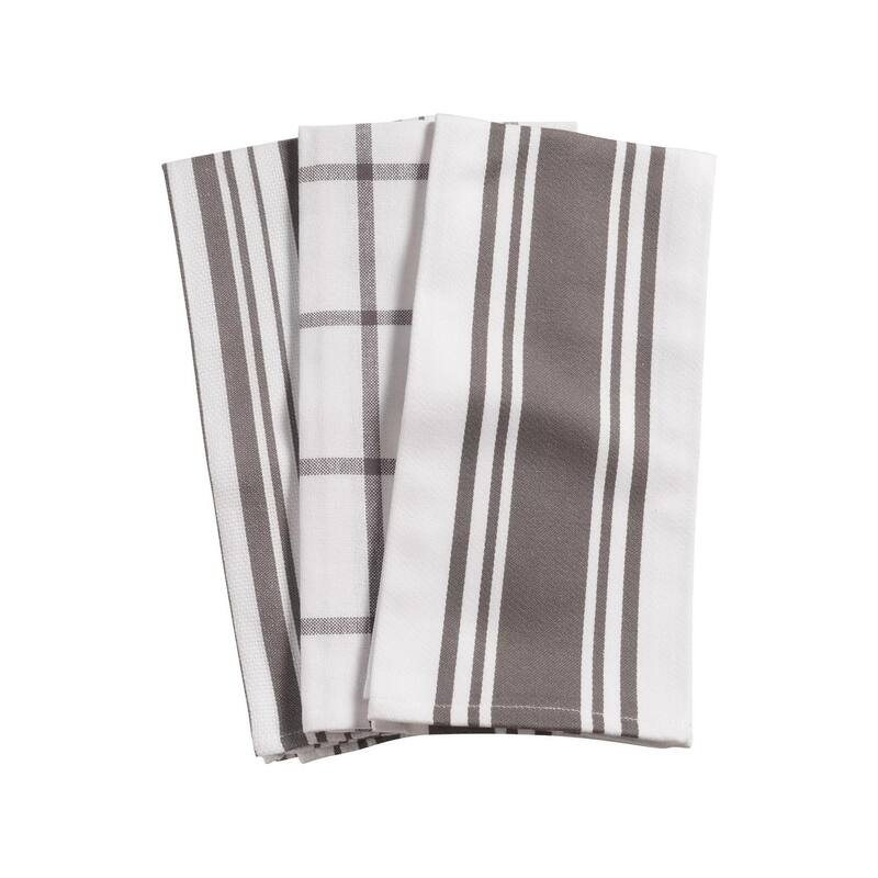 KAF Home Set of 3 Pantry Towels - 20 x 30 - Pewter