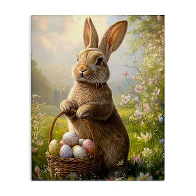 Stupell Bunny with Easter Basket Canvas Wall Art Design By Franklyn Gregory