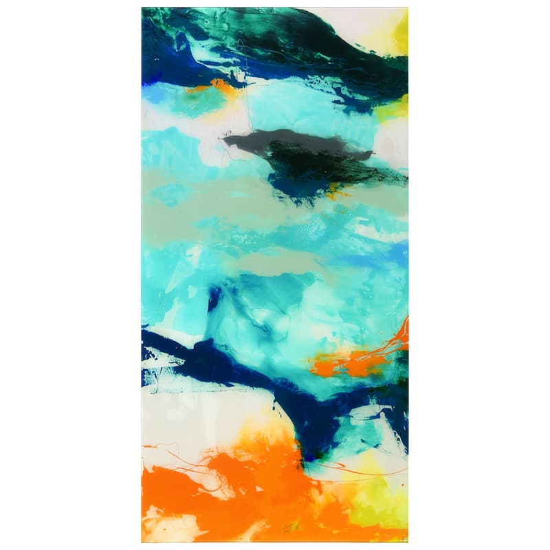 "Tidal Abstract 2" Frameless Free Floating Tempered Glass Panel Graphic Wall Art