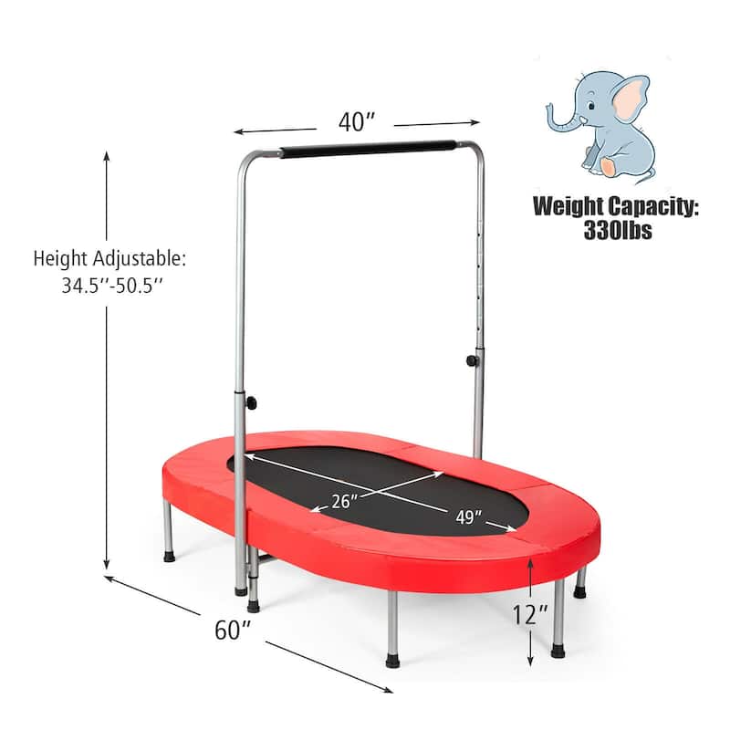 Large Dual-Person Trampoline with Foam-Padded Handle and Sturdy Steel Frame Fun Jumping for Kids