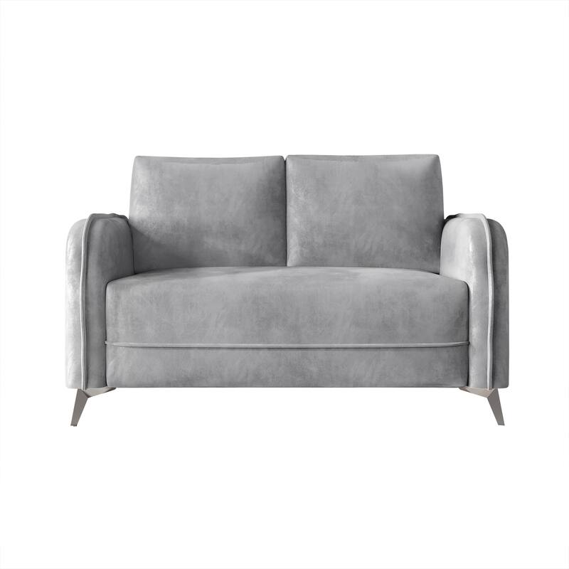 CraftPorch Luxurious Velvet Upholstered Loveseat - N/A - Silver Grey