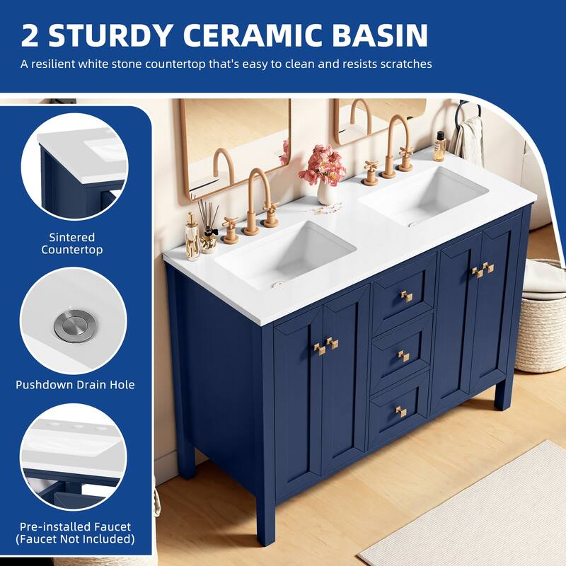 Moasis 47" Double Bathroom Vanity with Sink Set