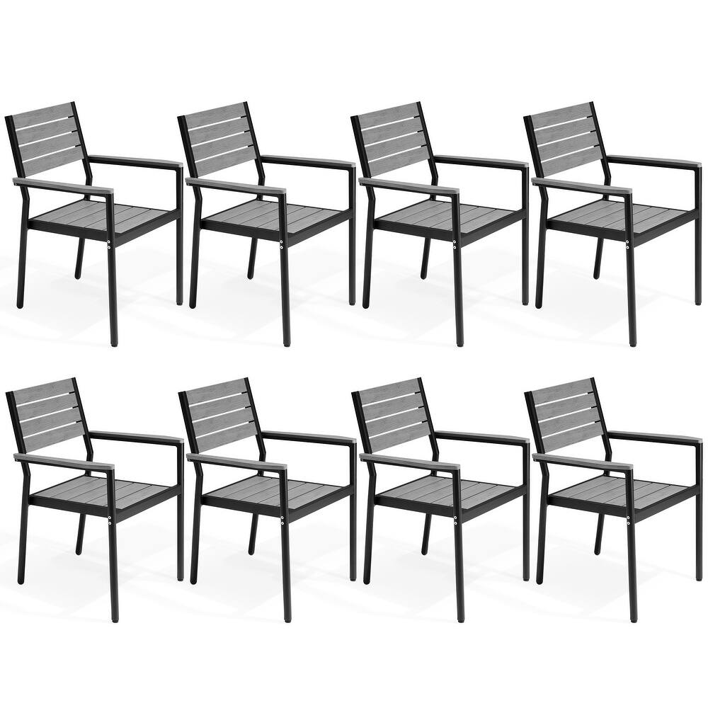 VredHom Outdoor Patio Aluminum Stackable Dining Chairs with Armrest