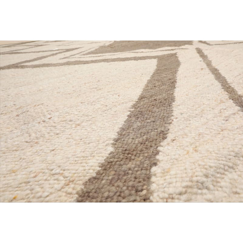 LoomBloom Beige Hand Woven Geometric Flatweave Wool Oriental Area Rug