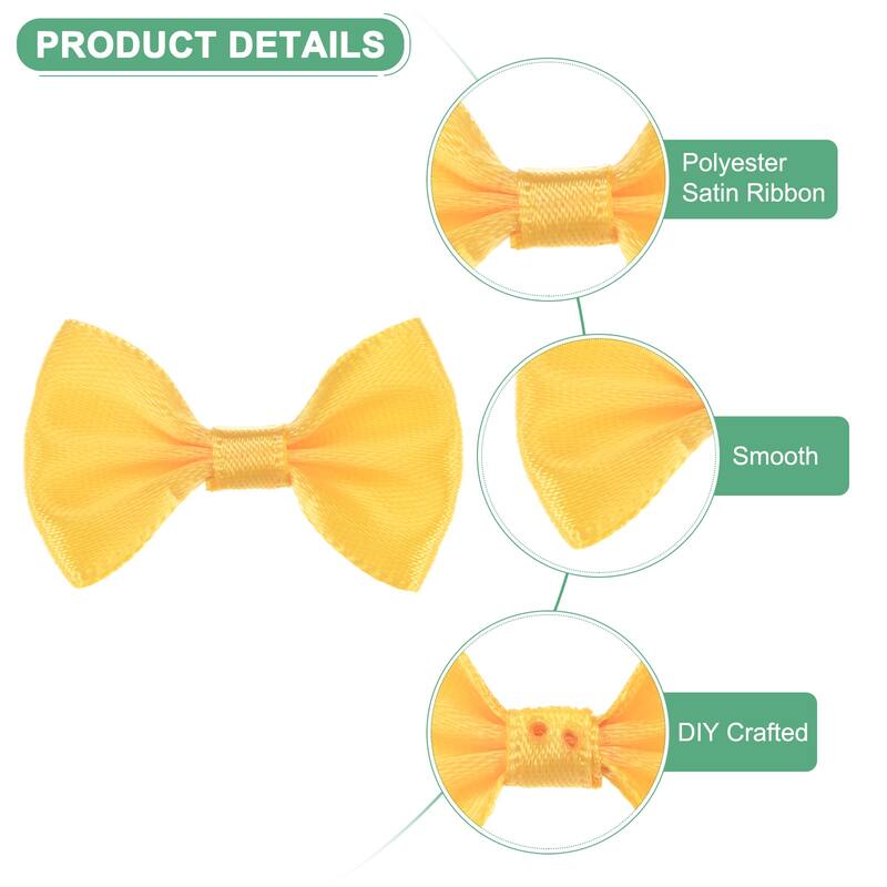 120-Pack Mini Craft Ribbon Bow 1.5x1 Inch for Craft DIY - Bright Yellow