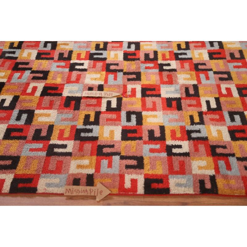 Hand Knotted Oriental 100% Wool Carpet Modern All-Over Red Gabbeh Area Rug - 7' 10'' X 4' 6''