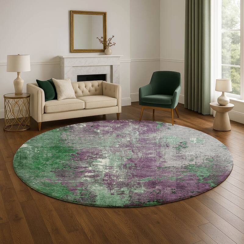 Premium Washable Super Soft Abstract Chic Mayfield Rug - Emerald - 8' x 8'
