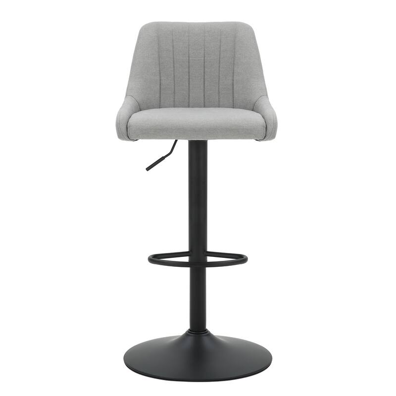 Modern Fabric and Metal Adjustable Air-Lift Stool with Swivel, Set of 4 - Grey and Black