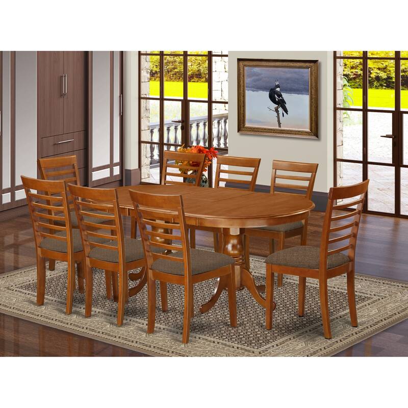 East West Furniture Dining Set Includes an Oval Dining Table with Butterfly Leaf and Kitchen Chairs (Chair Seat Type Options)