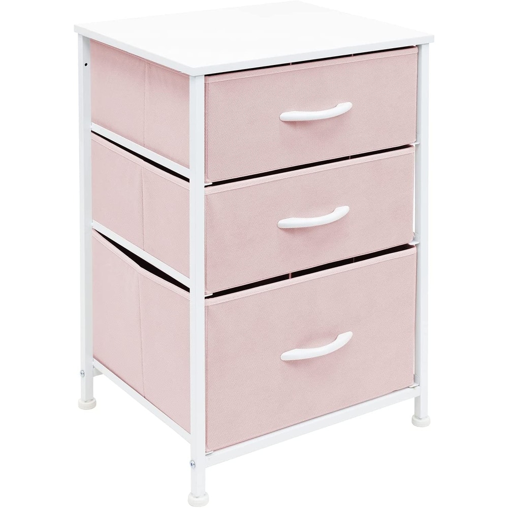 Nightstand 3-Drawer Shelf Storage - Bedside Furniture End Table Chest
