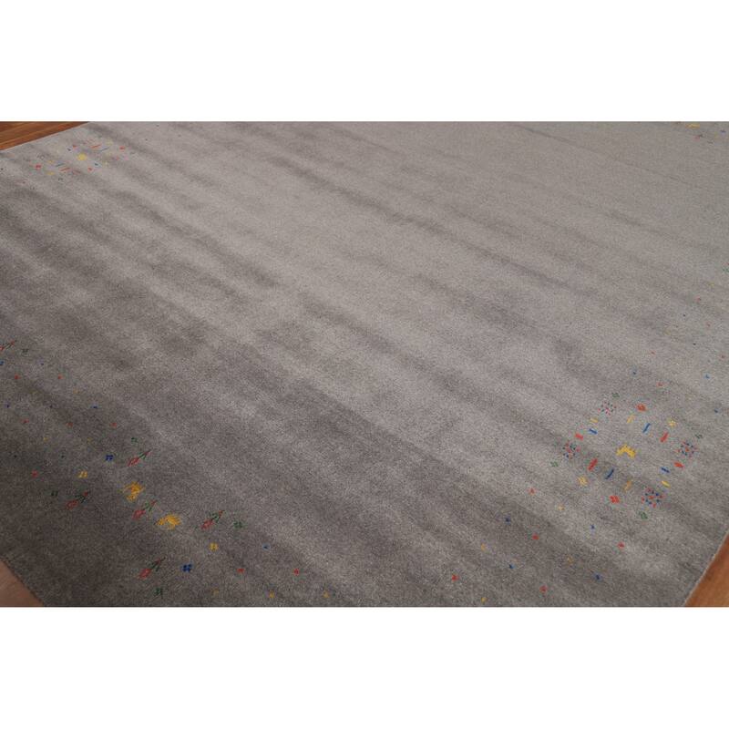 Gray Tribal Gabbeh Oriental Area Rug Hand-Knotted Wool Carpet - 8'3" x 9'10"