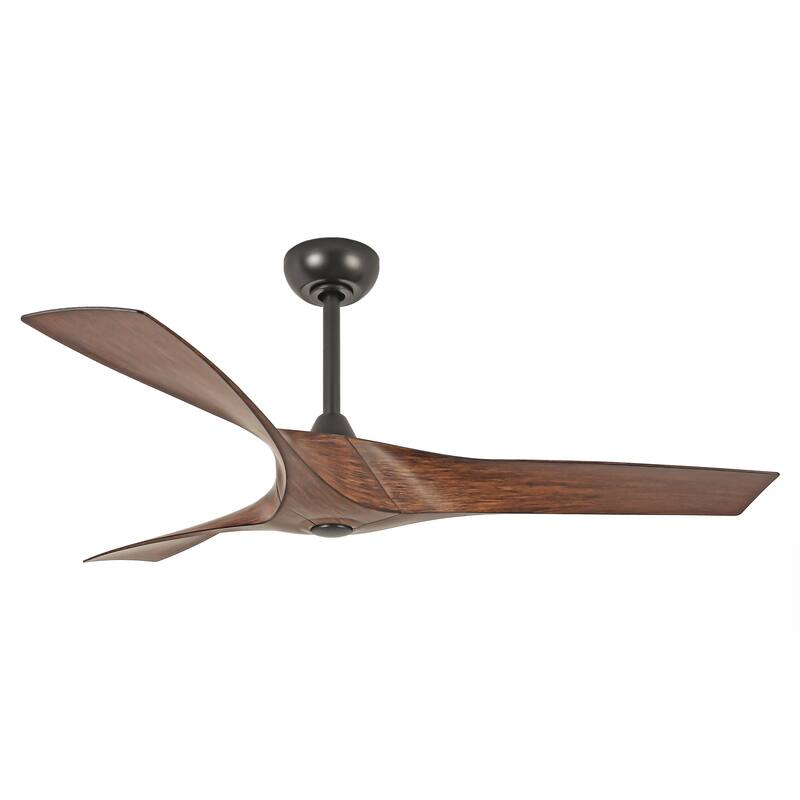 52" Erin Modern Industrial Black & Walnut Ceiling Fan