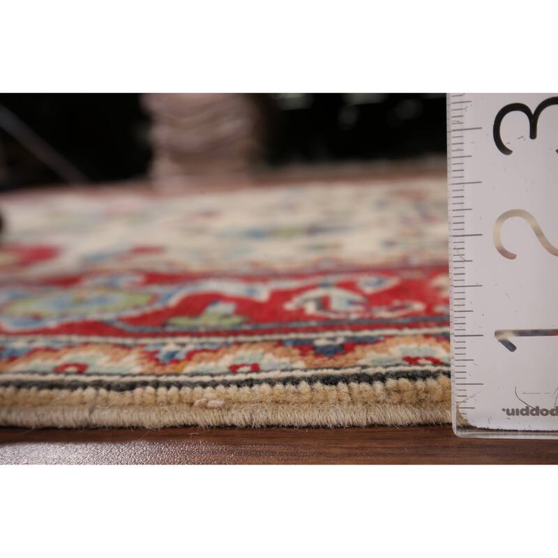 Geometric Kazak Area Rug Hand-Knotted Traditional Wool Carpet - 4'11" x 6'8"