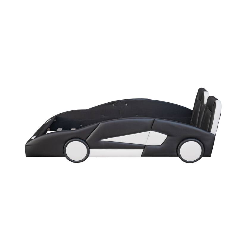 Twin Size Race Car Bed with Wheels, No Box Spring Needed