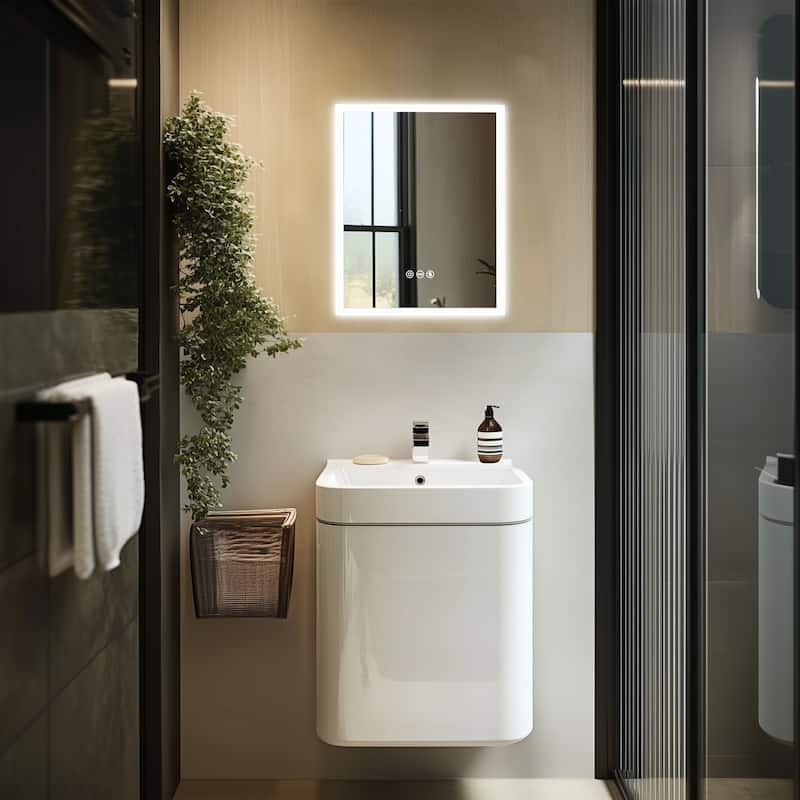 16 x 20 Inch LED Mirror Lighted Bathroom Mirror Vanity Dimmable Memory - 15.7x19.7 inch
