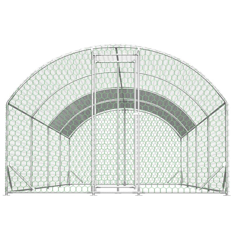 GDFStudio - Theodore Extra-Large Walk-In Metal Chicken Coop with Waterproof Roof - 26'x9'x6'
