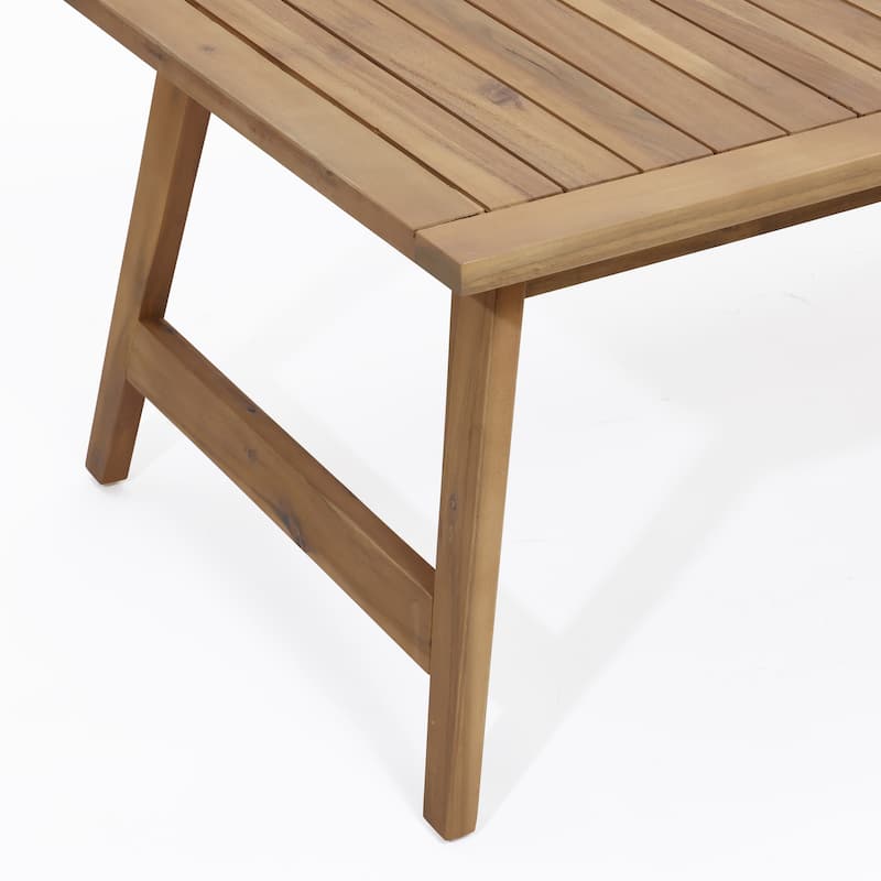 Outdoor Acacia Wood Seating Group, Coffee Table and Loveseat with Cushions
