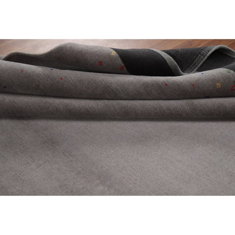 Gray Gabbeh Oriental Area Rug Handmade Wool Carpet - 9'4" x 11'9"