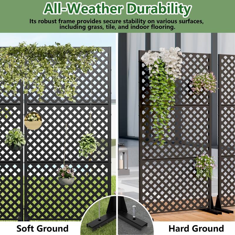 Outdoor Rectangle Privacy Screens Metal Screen Fence Panel Set of 2
