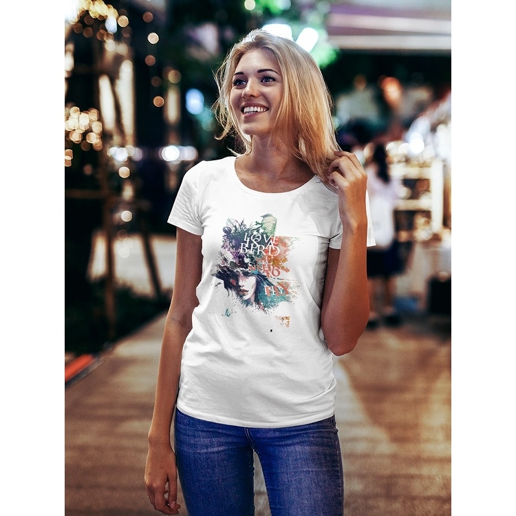 Ink Abstract Art Girl Face Tee Women's -Image by Shutterstock