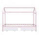 preview thumbnail 9 of 22, Twin XL to King Metal House-Shaped Platform Kids Bed Frame with 2-Drawers, Expandable Trundle, No Box Spring Needed, Pink