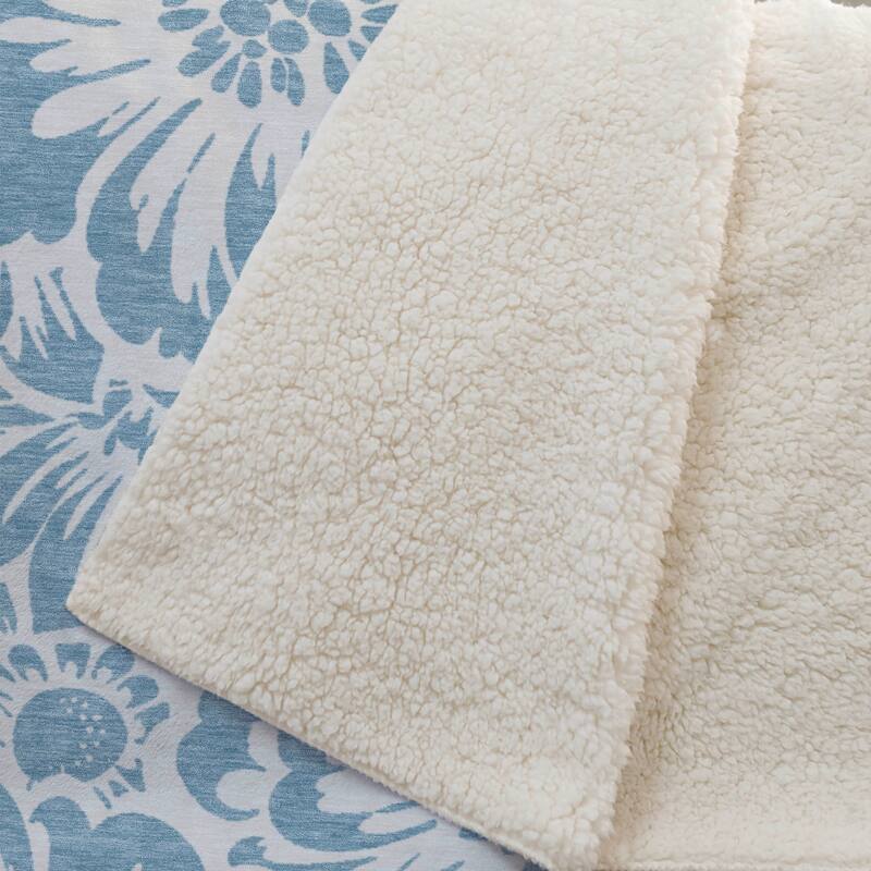 Premium Machine Washable Modern Floral Sherpa Throw Blanket