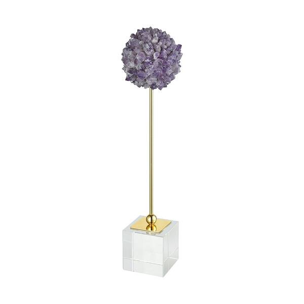 slide 1 of 1, 19.25” Purple Semi-Precious Stone Glam Rock with Gold Plated Metal Tabletop Accessory