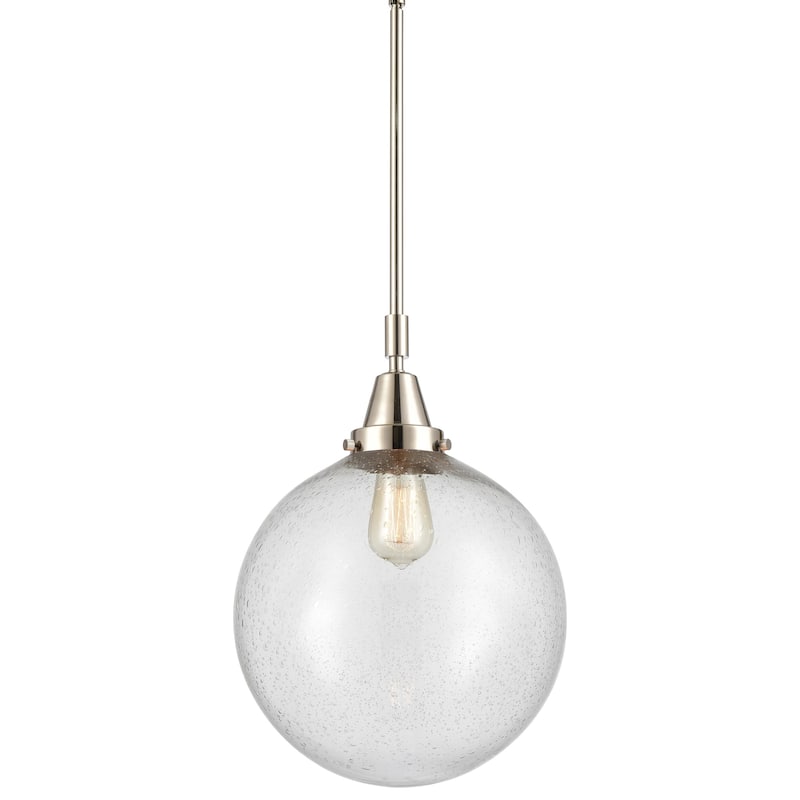 Innovations Lighting 447-1S-16-12 Beacon Pendant Beacon 12" Wide - Polished Nickel / Seedy