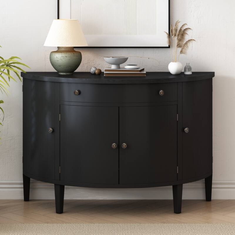 Curved Design Storage Cabinet made of Fraxinus Mandschuric Solid Wood Veneer