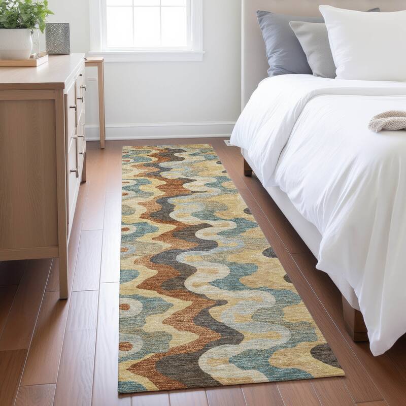 Machine Washable Indoor/ Outdoor Modern Mason Chantille Rug
