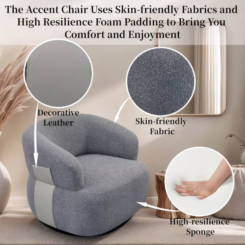Kieon 33"W 360 Swivel Modern Barrel Chair Accent Chair Set of 2