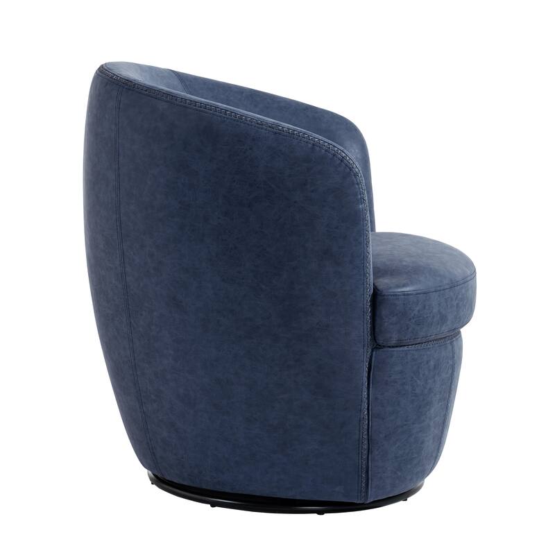 Modern Swivel Leather Accent Chair Upholstered Barrel Chair