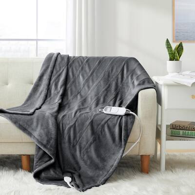 Flannel Plush Electric Heated Throw Blanket with 10 Heat Settings