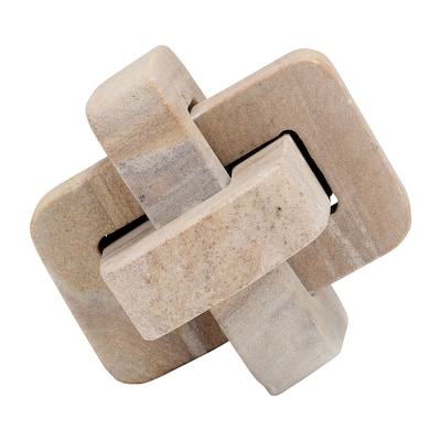 Modern Glam Interlocking Marble Sculpture, 5", Brown - 5" x 5" x 5"