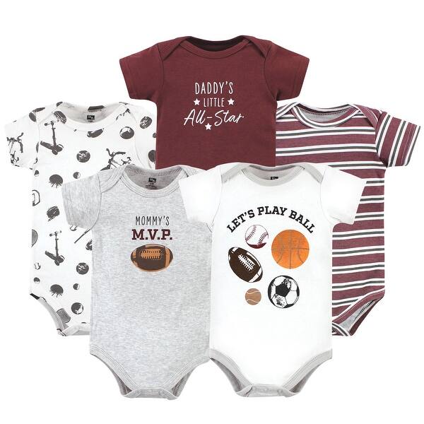 slide 1 of 1, Hudson Baby Cotton Bodysuits, Ball 0-3 Months - Ball