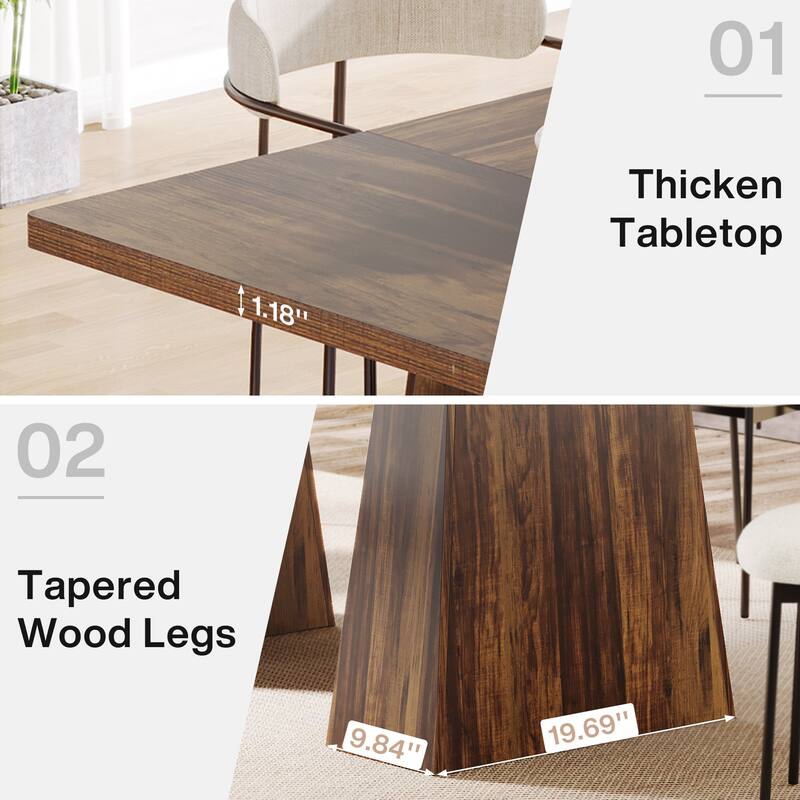 63 Inches Modern Rectangular Dining Table for 4-6