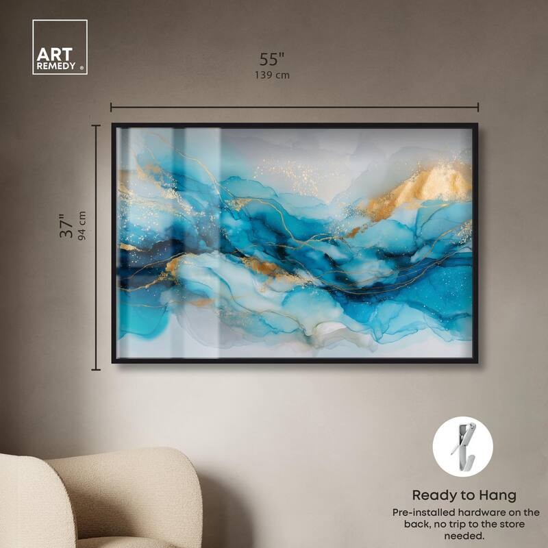 Ethereal Blue and Gold Shadowbox by Art Remedy